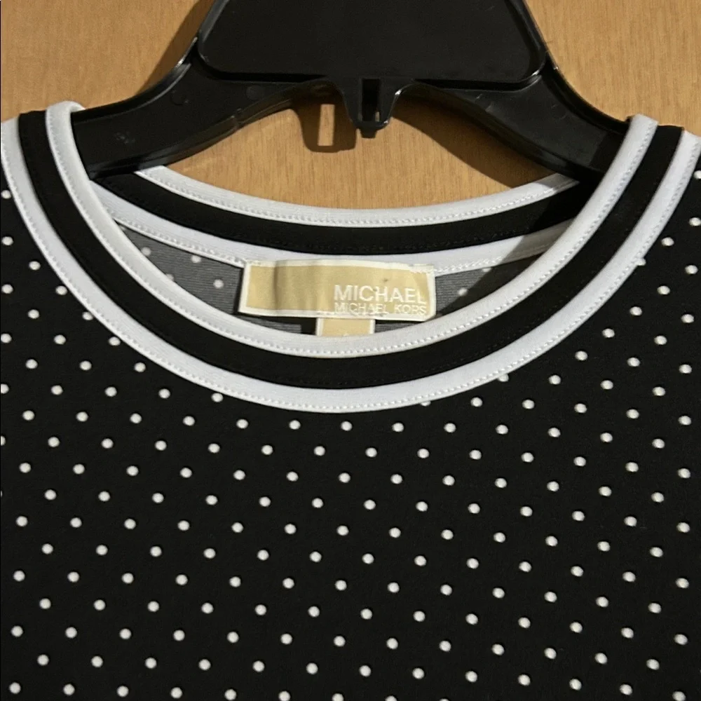 Michael Kors Vintage Elegant Black and White Polka Dot Dress
